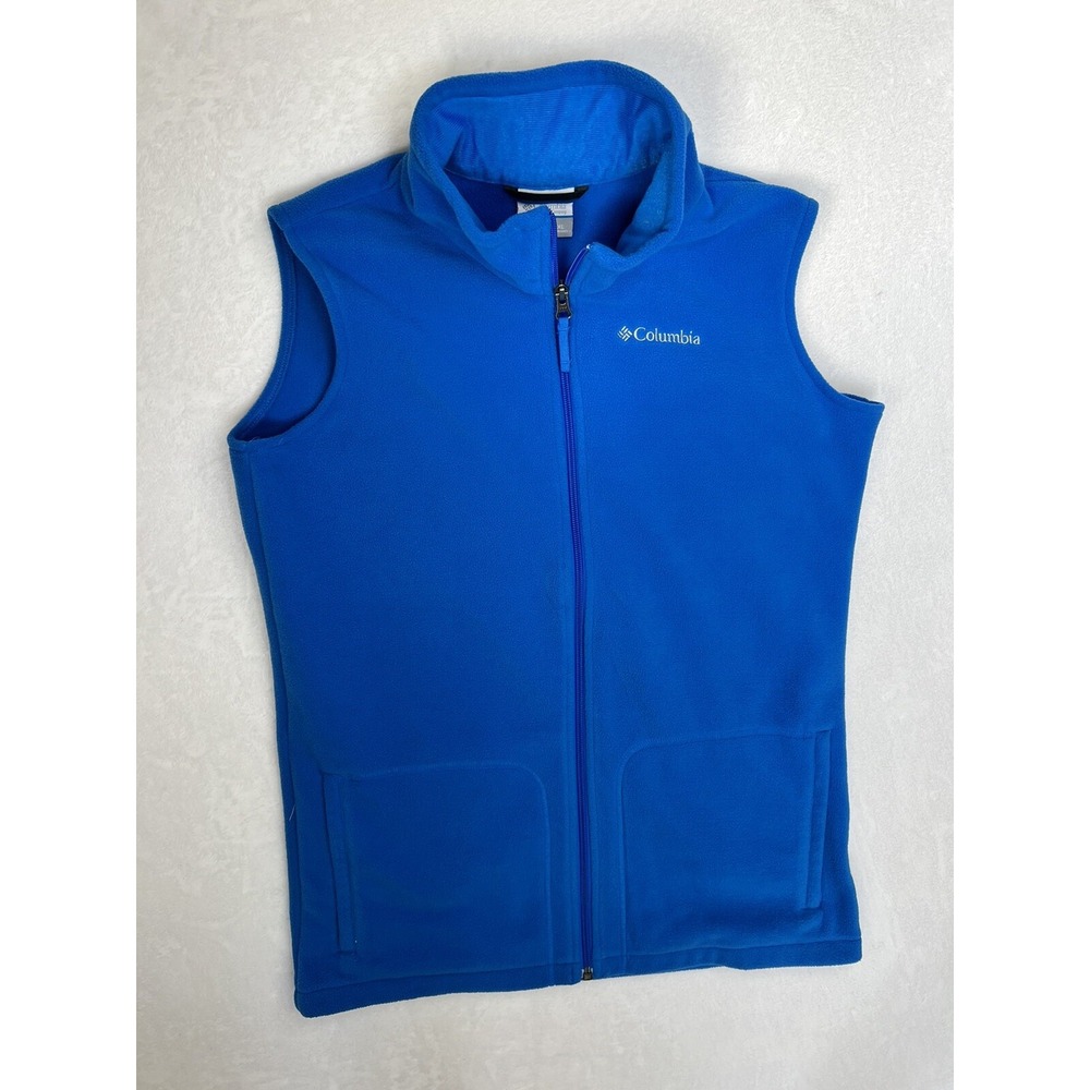 Columbia Kids Fleece Vest Full Zip Pockets Blue XL 18/20